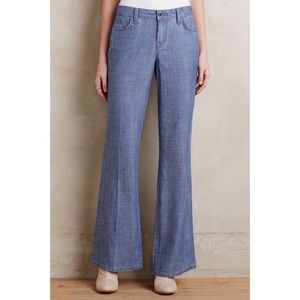 Anthro pilcro wide leg pants tencel linen blend